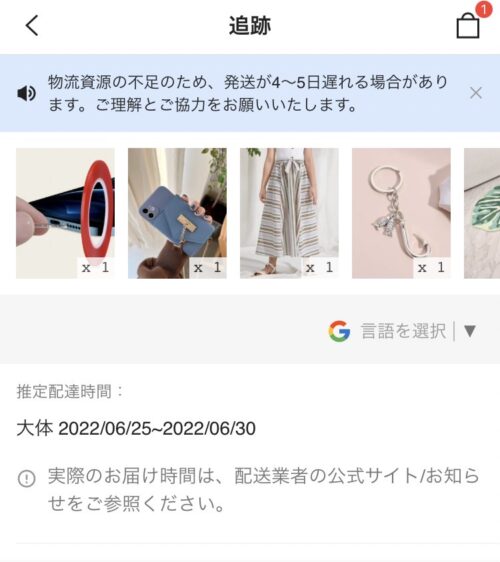 SHEINの配送期間は5〜10日、それ以上かかる場合もあるので余裕をもって注文