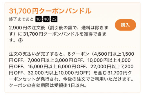 2900円以上注文で31700円クーポンバンドル(クーポンセット)