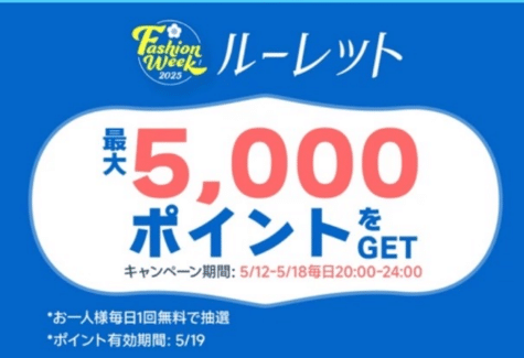 最大5,000ポイント ルーレット