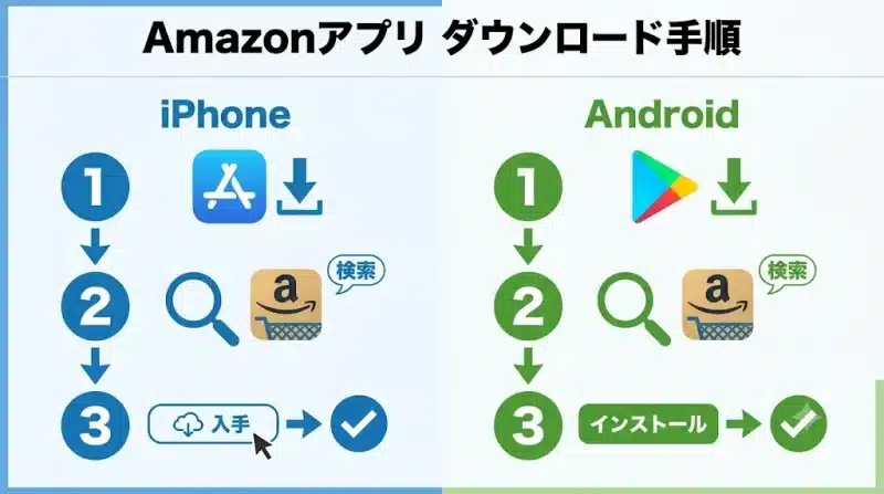 amazon アプリ ショッピングアプリのダウンロード手順
