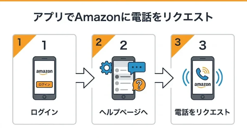 amazon カスタマーサービス スマホアプリからAmazonカスタマーサービスに電話をリクエストする手順